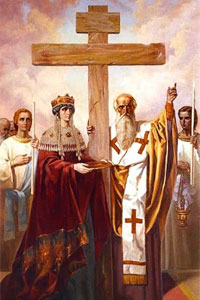 Патриарх Макарий и Царица Елена воздвигают Честный и Животворящий Крест Господень