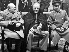 Черчилль, Рузвельт и Сталин на ялтинской конференции